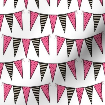 Black Pink White Cream Mini Pennant Buntings