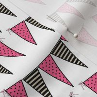 Black Pink White Cream Mini Pennant Buntings