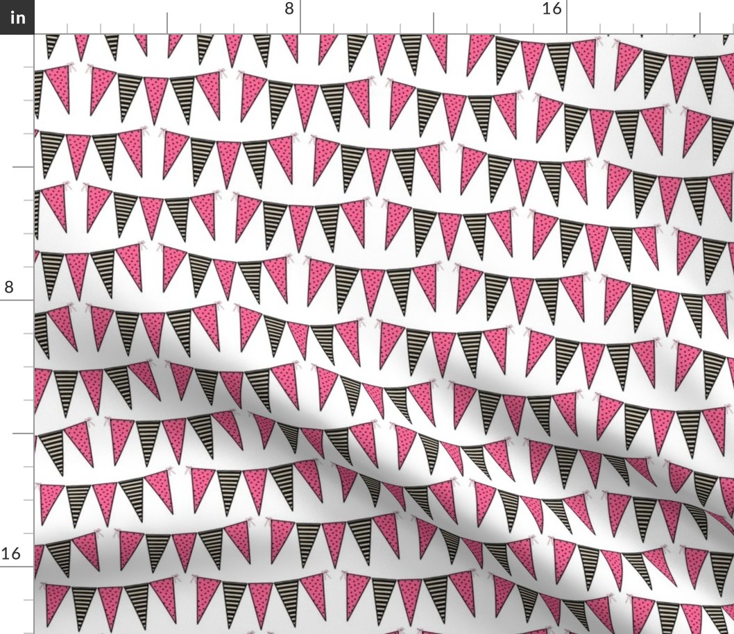 Black Pink White Cream Mini Pennant Buntings