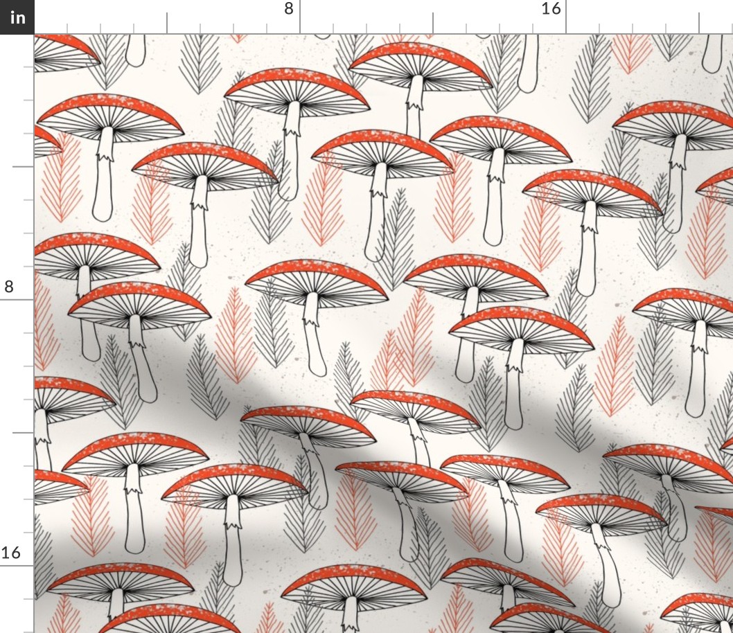 Fungus Forest - Cream/Vermillion/Charcoal