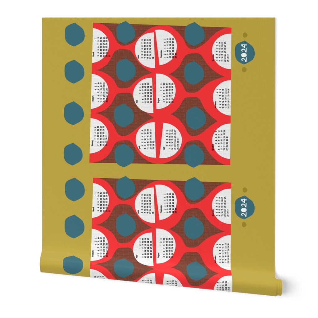 2024 retro tea towel calendar