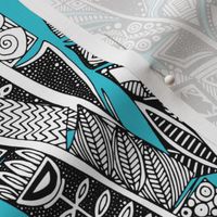geo feathers turquoise blue