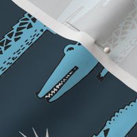 crocodiles // blue crocodiles alligators fabric blue alligators reptiles design boys nursery reptiles fabric boys room fabrics