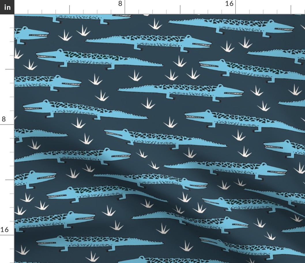 crocodiles // blue crocodiles alligators fabric blue alligators reptiles design boys nursery reptiles fabric boys room fabrics