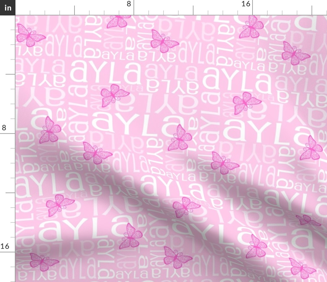 Personalised Name Fabric - Pink Butterfly