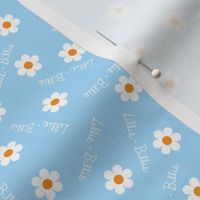 Personalised Name Fabric - Handwritten Blue Daisies