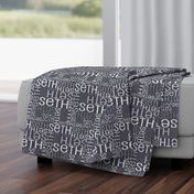 Personalised Name Fabric - Dark Aniseed Grey