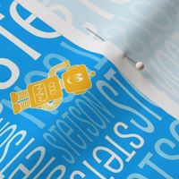 Personalised Name Fabric - Robots in Blue