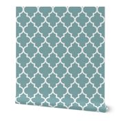 Stitched Quatrefoil in Turquoise Linen