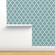 Stitched Quatrefoil in Turquoise Linen