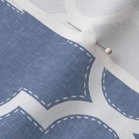 Stitched Quatrefoil in Blue Linen