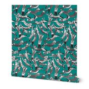 cat party teal blue