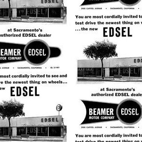 Nifty Fifties Edsel Car Dealership advertisement Beamer