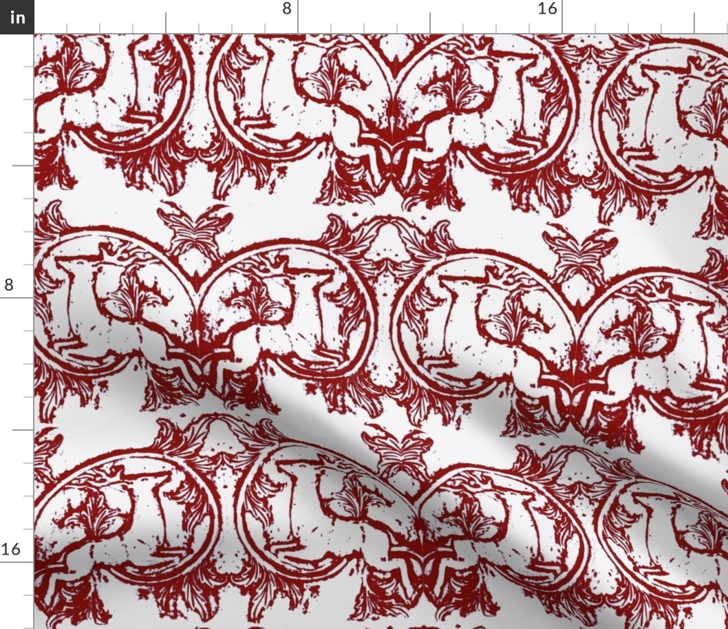 Winter toile -  asheville deer red and winter white