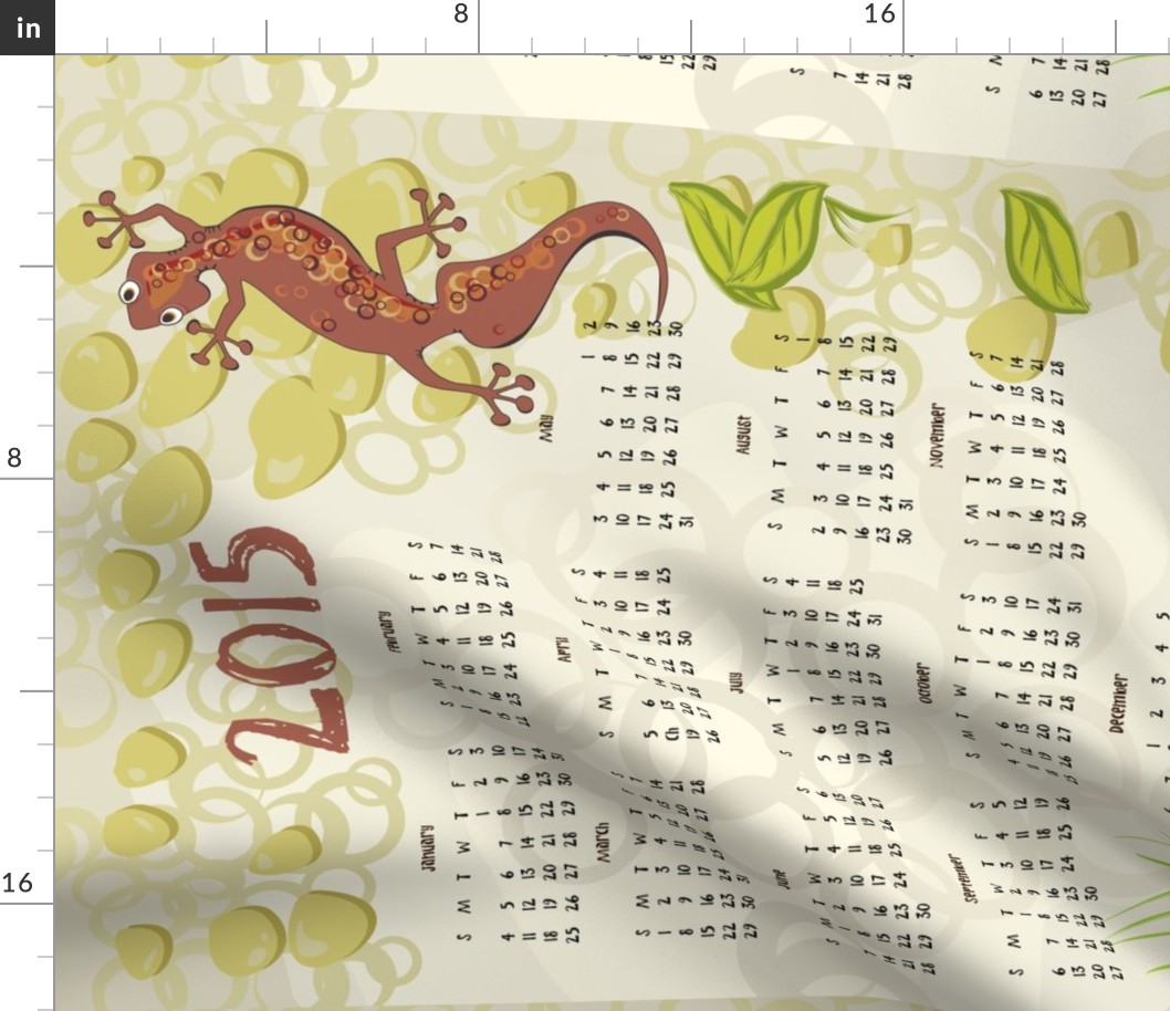 2015 gecko calendar teatowel