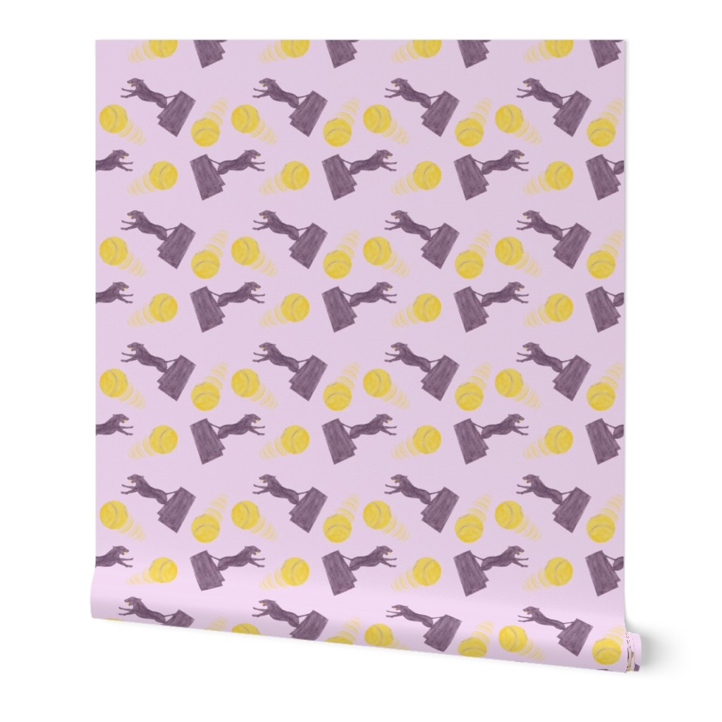 Zooming Flyball dogs - lavender