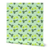 Zooming Flyball dogs - green