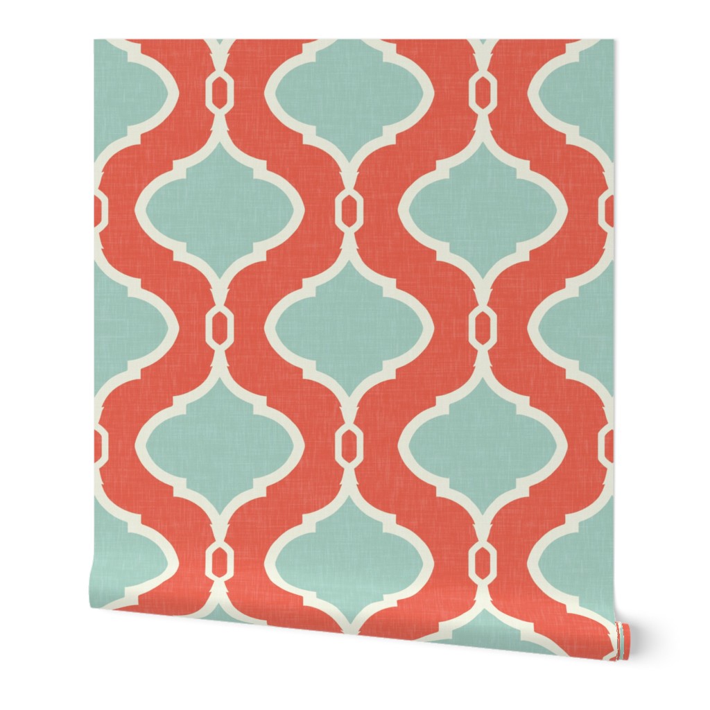 Alessandra Trellis in Bright Coral and Turquoise