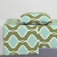 Alessandra Trellis in Deep Green-Gray and Aqua 