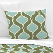 Alessandra Trellis in Deep Green-Gray and Aqua 