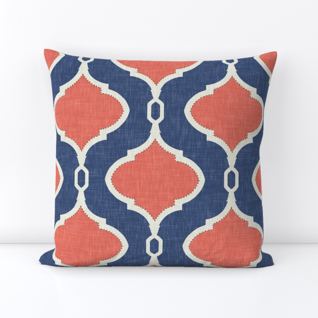 Alessandra in Navy and Coral Linen