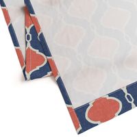 Alessandra in Navy and Coral Linen