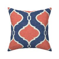Alessandra in Navy and Coral Linen