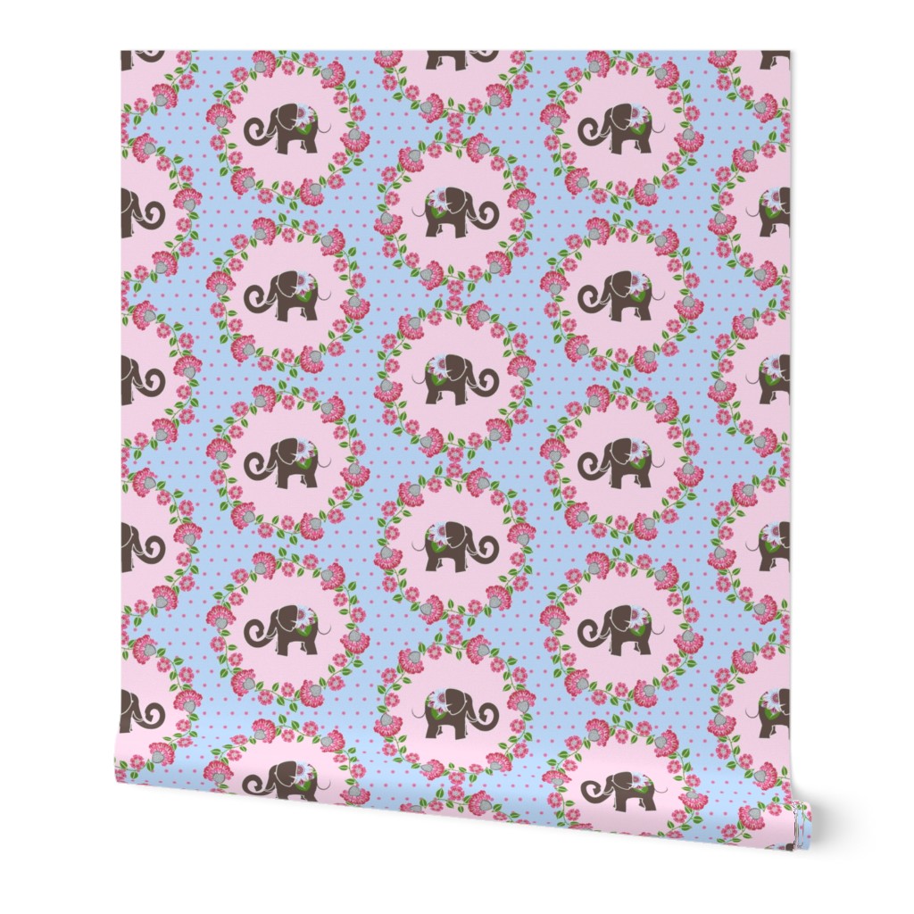 Elephant Cameo in Blue and Pink