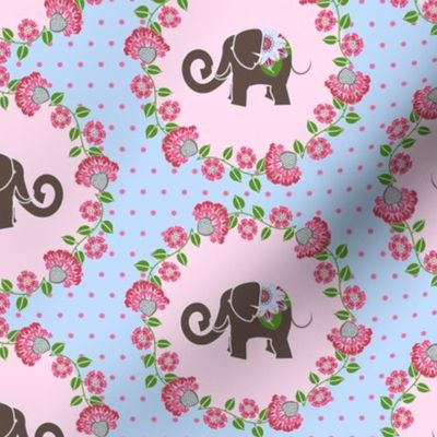 Elephant Cameo in Blue and Pink