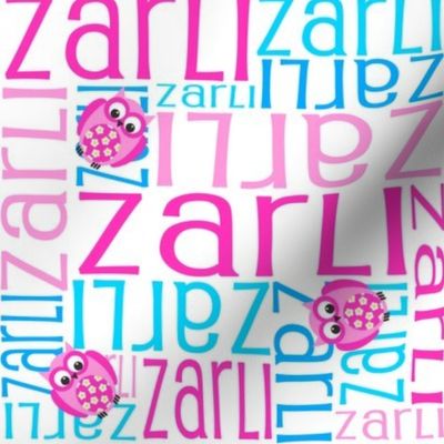 Personalised Name Fabric - Pink and Blue Owls