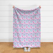 Personalised Name Fabric - Pink and Blue Owls