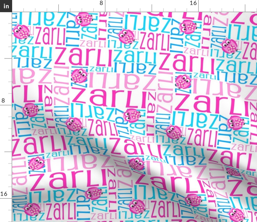 Personalised Name Fabric - Pink and Blue Owls