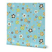 Flower Shower - Floral Aqua Blue