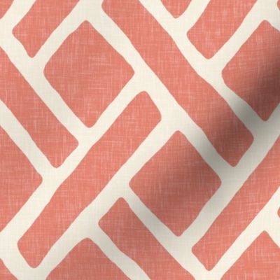 Savannah Trellis in Medium Coral Linen