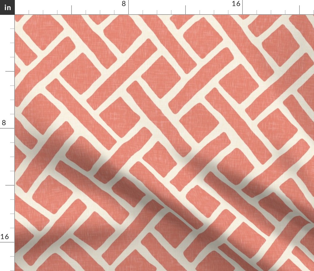 Savannah Trellis in Medium Coral Linen