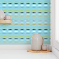 Dippy Dot - Polka Dot Stripe Aqua Blue