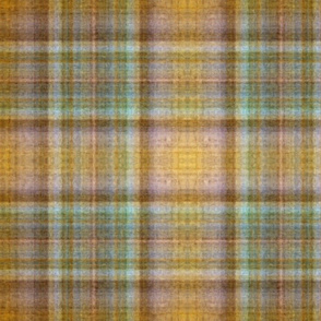 Yellow, Green and Brown Chalk in a Plaid