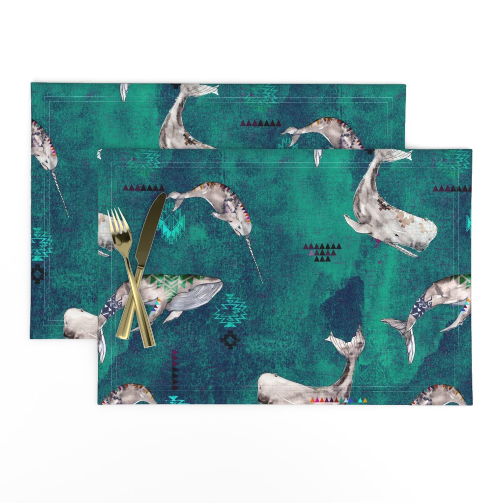 Whale Tribe (teal) (LARGE)