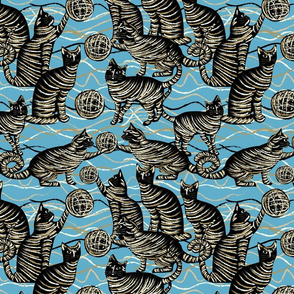 cats on blue