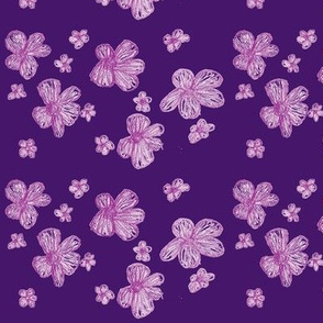 Purple Pencil Crayon Flowers