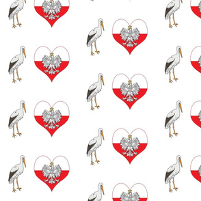 Polish Stork, Eagle and Heart