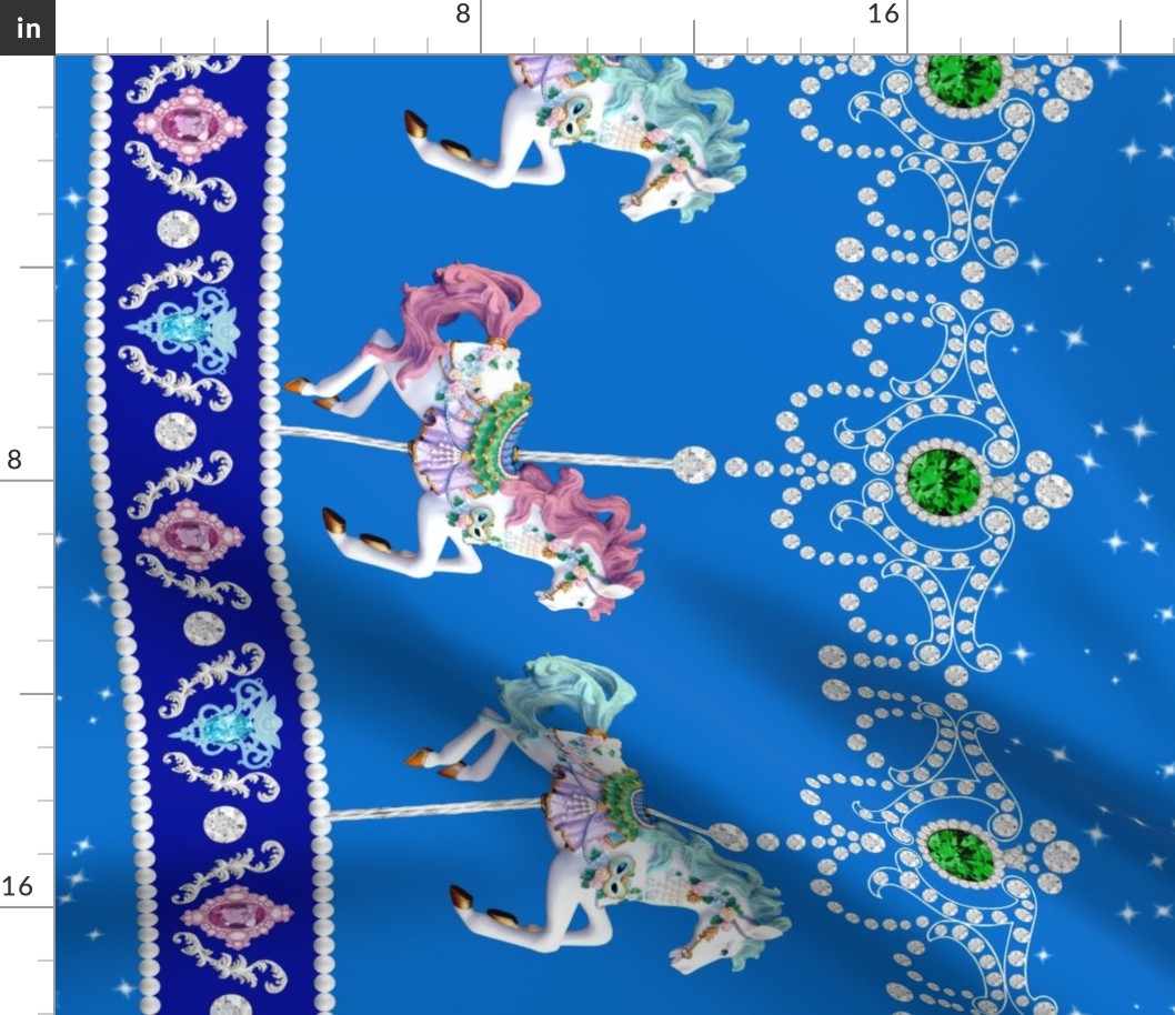 darker blue egl lolita carousel pony horse carnival border baroque Un Manege Robe jewels gems glitter sparkles stars