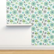 Powder blue green nursery owl