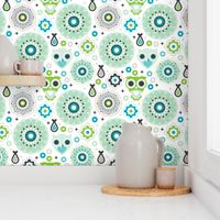 Powder blue green nursery owl