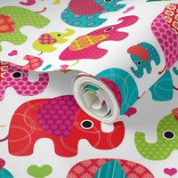 Retro kids indian elephant pattern fabric