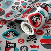 Ahoy pirates and parrot boys fabric