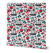 Ahoy pirates and parrot boys fabric