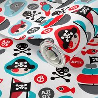 Ahoy pirates and parrot boys fabric