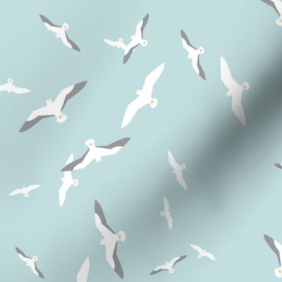 Flying Seagulls - blue