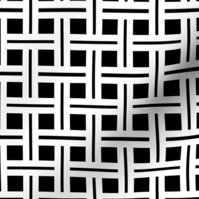 White Stripes on Black Open Weave